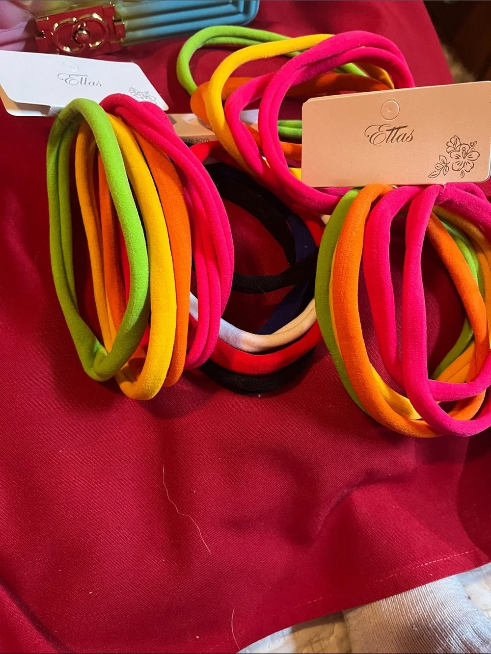 Ella Bright Neon Hair Elastics Pack - Pink, Orange, Yellow, Green